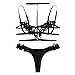 Produktbild Clacce Split Dessous Sexy Dessous Set Damen Spitze Reizwäsche Unterwäsche Spitzen-BH Ouvert und Slip und Strumpfband