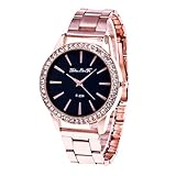 Souarts Damen Einfach Design Edelstahl Armbanduhr Quartzuhr Analog mit Batterie (rosa)