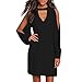 Produktbild Geilisungren Damen Elegant Sommerkleid Chiffonkleid Einfarbige Cocktail Party Nachtclub Kleid A Linie Frauen Sexy V-Ausschnitt Schulterfrei Langarm Minikleid Lose Abendkleid