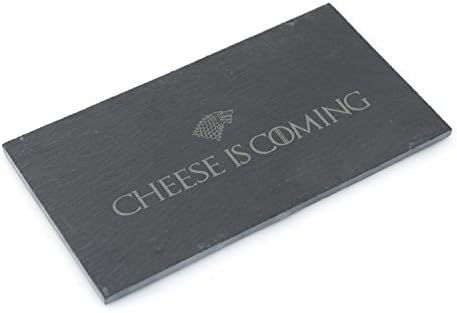 Game of Thrones Inspired - Dinner is Coming - Slate Serving Boards Engraved Gift (Small Rectangular Platter, Cheese is Coming)