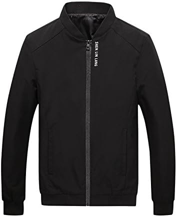 lixus Men's casual coat men thin - money pilot pure color baseball suit,black,XXL