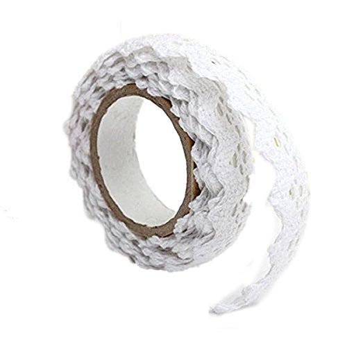 Dekoband - SODIAL(R)1x Spitzenband Geschenkband Dekoband Selbstklebend Lace Deko Hochzeit Weihnachten DIY Dekoration Bilderrahmen Weiss 1.8*170cm