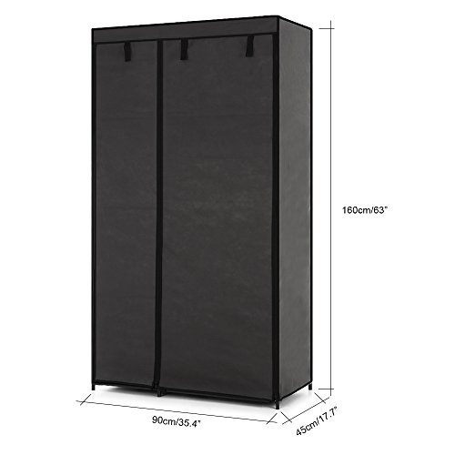 IKAYAA Faltschrank Stoffschrank Kleiderschrank mit Kleiderstange 160 x 90 x 45cm INS20489 - 2