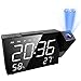 Produktbild Oria Projektionswecker FM Radiowecker, 6.5'' Große 180° Flip-Projektionsanzeige Projektionuhr mit Temperatur Humididty, Wecker Digital Funkuhr mit Sleep-Timer und Dual alarm & Schlummer Funktion