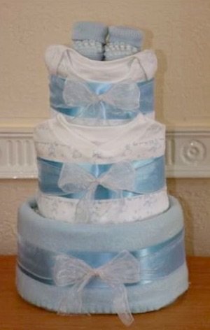 Beautiful 3 Tier Baby Boy Nappy Cake/Baby Shower Gift