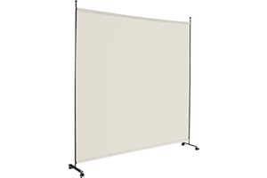 COSTWAY Separé Divisorio Singolo 184 x 184 CM, Paravento da Interno ed Esterno con Ruote Bloccabili, Pannello Divisorio per Ambienti Interni Portatile da Soggiorno Camera da Letto e Ufficio (Bianco)