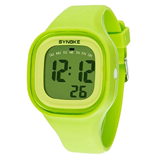 Malloom®2015 moda natación reloj deportivo silicona digital LED impermeable unisexo reloj Verde