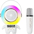 Qlect Astronaut Karaoke Machine for Kids Adults, Mini Portable Blue-Tooth Karaoke Speaker with Wireless Microphone and Dynamic Lights Birthday Gift for Kids Boys Girls | Home KTV Outdoor Travel