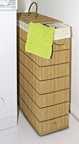 WENKO 7879500 Wäschetonne Lückenfüller – extra schmal, Bambus, 39 x 60 x 18.5 cm, Braun - 3