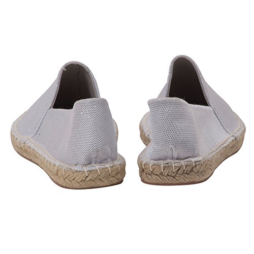 Japanwelt Damen Espadrilles Glitzer Canvas Weiß - Flache Slipper Sommerschuhe Abendgarderobe Größe 41 - 6
