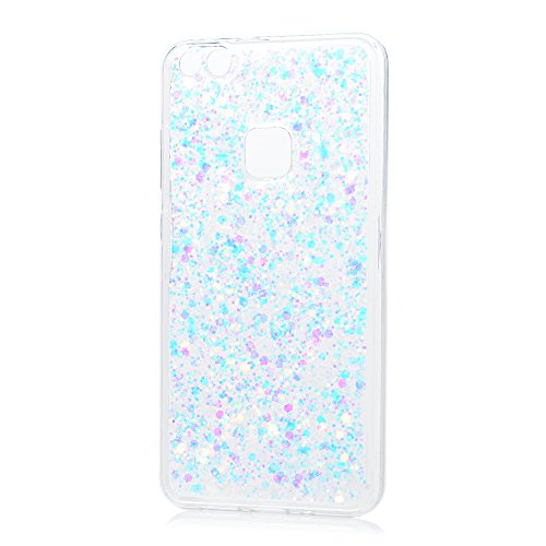 Badalink Hülle Huawei P10 Lite Slimcase Glitzer Schutzhülle Hülle PMMA + TPU Rückschale Schutz Hülle Case Tasche Wasserdicht Einteilige Handyhülle Stoßstangen Case Hellrosarot - 2