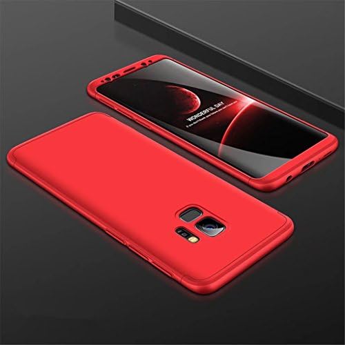 Samsung Galaxy S9 Plus Case Fanxwu 360 Degree Protection 3 in 1 Combination Ultra Slim Cover Anti-scratch Protective Rubber Hard Case - Red