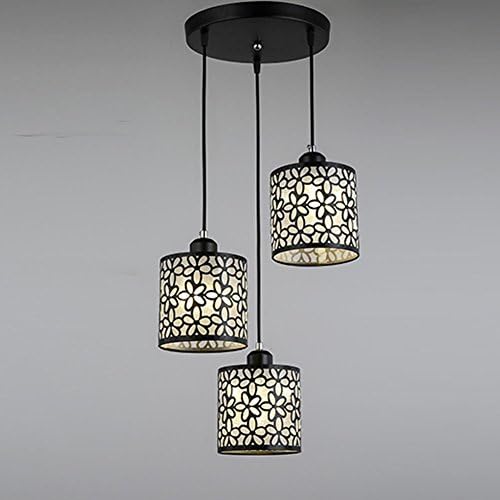 LED 3 Light Modern Pendant Light Industrial Simple Stylish Hanging Light Metal Iron Art Hollow pattern Lamp Shade for Dining Room Bar Café Clothing Store E27 Base Decorative Pendant Lamp IP20 , Black