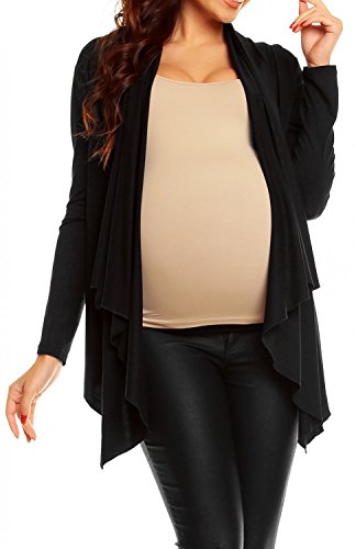 Happy Mama Women's Maternity Waterfall Cardigan Shrug Jacket Blazer UK10-18 320p (Black, UK 18, 3XL)