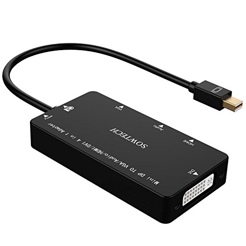 4 in 1 Mini DisplayPort Adapter, SOWTECH Vergoldet 4 in 1 Mini DP / Mini DisplayPort auf HDMI, DVI, VGA, Audio Male zu Female Kabel HDTV Adapter Konverter - 2