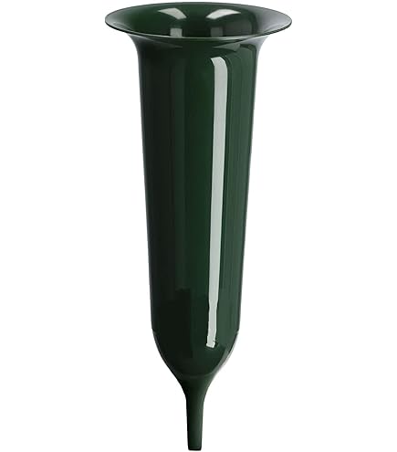 KADAX Grafvaas Van Kunststof, Bloemenvaas Voor Begraafplaats, Weerbestendige En Vorstbestendige Steekvaas Voor Grafdecoratie (13 cm, Groen