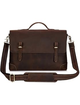Kattee echtes Leder Messenger Tasche Handtasche, 15 Zoll Laptop Aktentasche