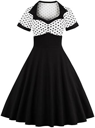 VKStar® Women's Polka Dot Hepburn 1950s Vintage Swing Rockabilly Pinup Ball Gown Retro Tea Cocktail Party Dress White XXL