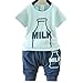 Pandaren® summer cotton shortsleeve shorts set pants sports clothing set for baby boy girl infant toddler (Milk Bottle) (18-24 months)