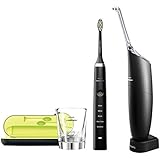 Philips HX8491/03 Diamond Clean - Pack de cepillo de dientes electrico y un irrigador dental airfloss ultra, color negro