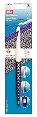 Prym Ergonomique Crochet pour la Laine, Blanc/Violet foncé, 9 mm x 18 cm