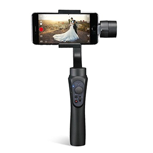 EVO shift 3 assi palmare Gimbal per iPhone e smartphone Android – Controllo intelligente app per auto Panoramas, time-lapse & Tracking + integrato Phone ricarica – include 1 anni di garanzia US | nero
