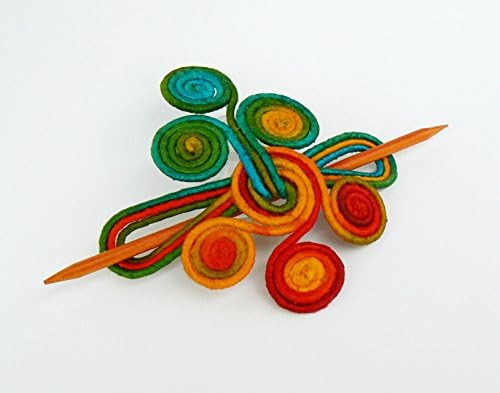 Slide hairclip Stick fascinator Bright Shawl pin brooch Wire wrapped hair styling Rainbow fork clamps
