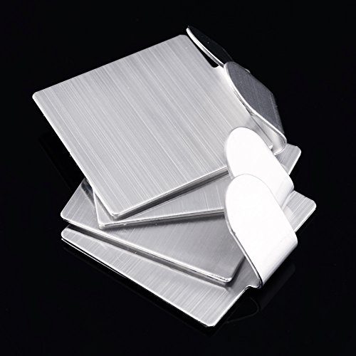 4 Stk 304 Edelstahl Selbstklebender Stab Wand Haken Aufhänger Halter Badezimmer Küche Handtuch Aufhänger Wandhalter Zeitgenössischer Stil, gebürstet Finish (Silber) - 3