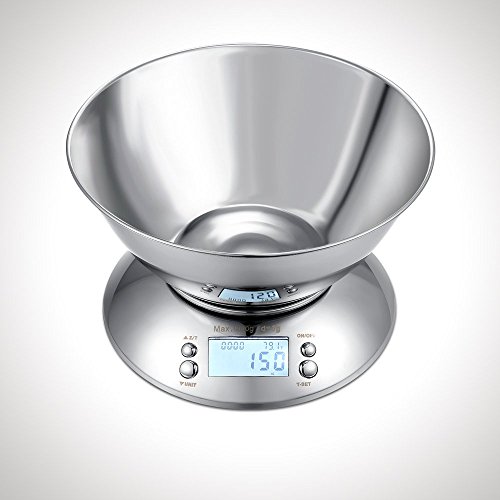 Plemo Digitale Küchenwaagen mit Edelstahlschüssel, Timer, Temperatursensor und Tara-Funktion, bis 5 kg - 3