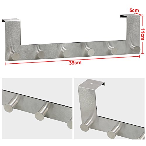 Yahee Türgarderobe Türhakenleiste Garderobenleiste Kleiderhaken Handtuchhaken mit 6 Haken 39cm x11cm x 5cm - 3