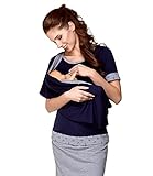 Be Mama! 3in1 Umstandsshirt, Stillshirt und Stillschal im Set: TEMI, lang- oder kurzarm, FARBAUSWAHL