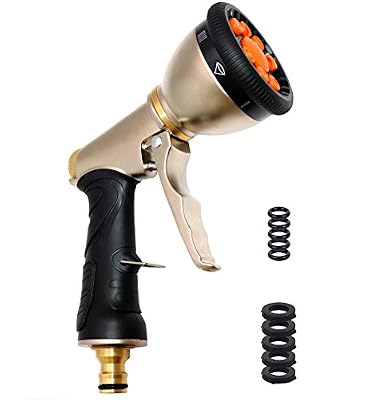 Wholev Pistolet d'arrosage buse de jardin pulvérisateur, 9 formes du jet métal 100% complet résistant Déclencheur Gator Bouton de contrôle en laiton Lavage de Voiture, Arrosage de Jardin/ Pelouse, nettoyage par wholev