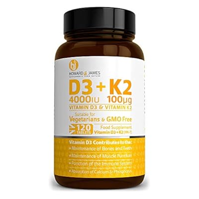 Vitamin D3 4000iu Plus Vitamin K2 100ug (MK7) 120 High Strength Vegetarian Tablets