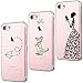 Price comparison product image CreWin 3 Pack for iPhone 8 Plus Case iPhone 7 Plus Transparent Cover Soft Silicone Gel TPU Bumper Clear Protective Case with Lovely Logo Creative Pattern - Paper Plane+ Dinosaur+ Girl