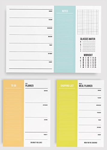Set of 3 A4 Weekly Planner A5 Diary A5 Meal Planner – 50 pages each