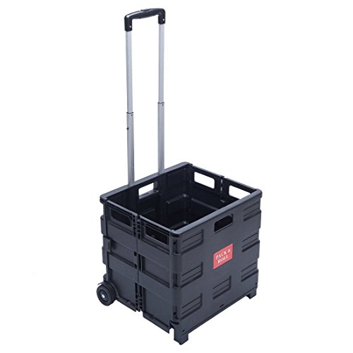 Ectxo Einkaufskörbe mit Rollen Einkaufskörbe Faltbar Einkaufstrolleys Klappbarer Shopping Trolley 45L 35KG