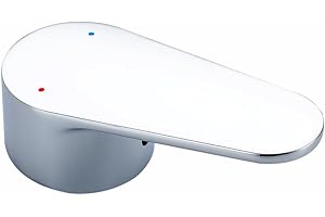 RXXR Maniglia per Rubinetto monocomando con pulsante di colore caldo e freddo compatibile con cartuccia rubinetti da 40 mm (stelo cartuccia 10 x 10 mm) (Argento-02)