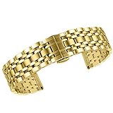High-End-Band Premium Festen Riemen Armband aus Metall Uhr Stahl Uhr für Männer Frauen Gold 19mm