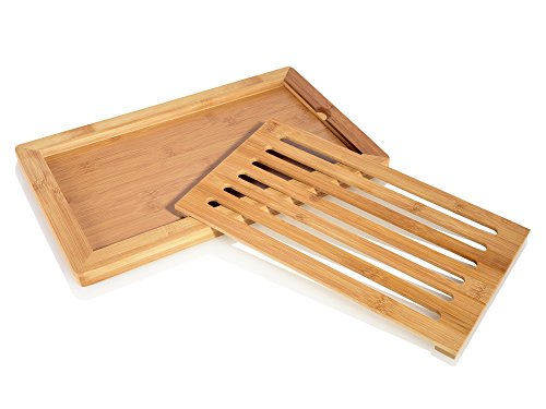 Bluespoon Schneidebrett aus Bambus mit Krümelgitter | Maße ca. 38×24 cm | Entnehmbares Krümelgitter ermöglicht eine leichte Reinigung - 2