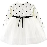 Linda Girls Princess Puffy Tutu Dress Flexible Lycra Tulle Dress with Long Sleeve Polka Dots