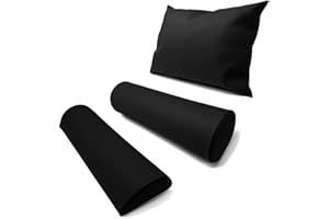 Physiofit24 Kissen Set Lagerungsset Halbrolle + Rolle + Kopfkissen Made IN Germany (Knierolle/Nackenrolle) (Schwarz)