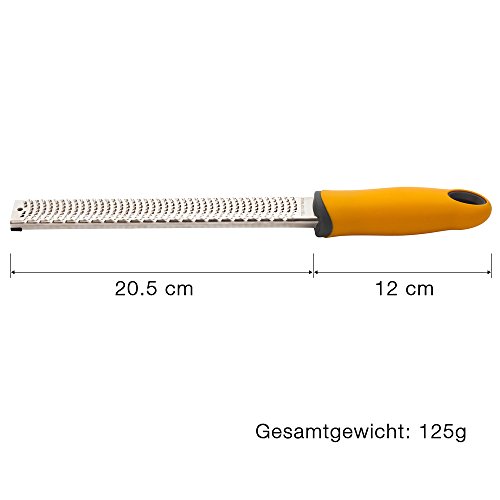 Anpro Zester Reibe aus Edelstahl mit gelber Griff und Sicherheitsabdeckung für Käse, Zitrone, Gemüse - 5