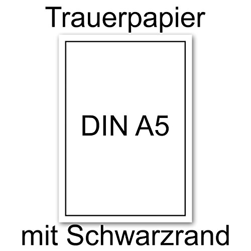 50x Trauer-Set // Trauerpapier DIN A5 & Umschlag DIN C6 // mit schlichtem Trauer-Rand // 210 x 148 cm // 120 g/m² // für Drucker geeignet! - 3