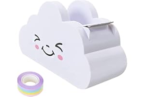 HIBUCUO Desktop Klebebandabroller süß, klein Dekorativer Cartoon-Wolke Klebebandschneider Klebebandspender Mit Regenbogenband, Schreibtisch-Briefpapier-Zubehör Für Büro Schule Kunsthandwerk