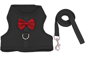 MIOYOOW Harnais Laisse Lapin Réglable, Gilet Marche Lapin en Maille Respirante, Gilet Nœud Papillon Formel pour Lapin Chaton Cochon d'Inde Chinchillas