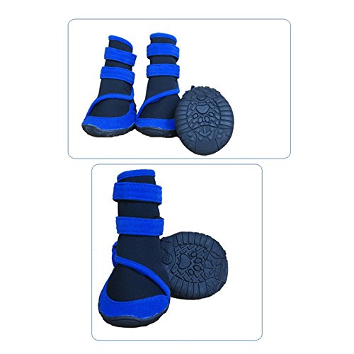 Semoss-4-Set-Dog-Shoes-Waterproof-Protective-Rain-Boots-Anti-Slip-Dog-Paw-Protectors-Pet-Shoes-BlueSizeL90-x-70-cm-L-x-B