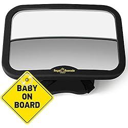 ROYAL RASCALS - Miroir de voiture pour bébé - Le rétroviseur LE PLUS SÛR pour surveiller votre bébé sur le siège arrière - NOIR - Convient à tout appuie-tête - Inclinable et orientable