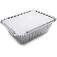 100 Vaschette In Alluminio Con Coperchio 13x10x4,2 Cm - 260 Ml - Monouso Per Cottura, Forno, Conservazione - 2