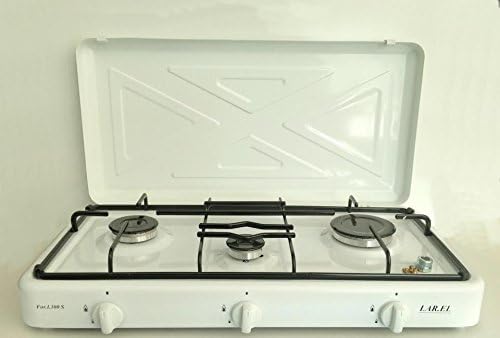 Camping Stove Multigas White LPG or CNG 3 Three Burners cucinino Support