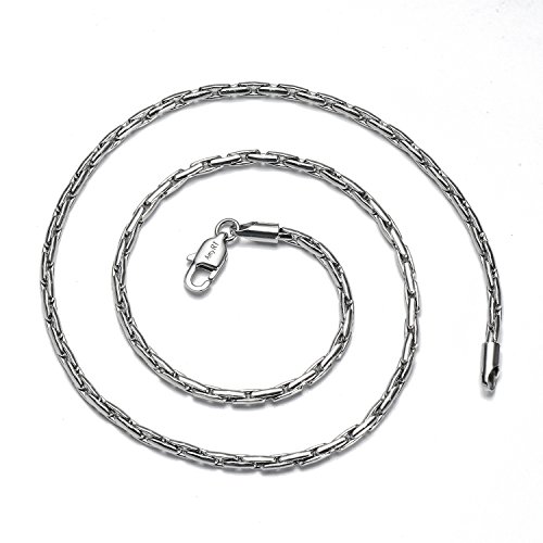 AmyRT Jewelry 3mm Womens Mens Silver Titanium Flat Link Chain Necklace 16 - 30 Inch
